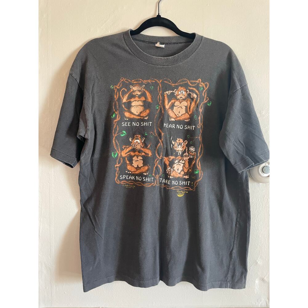 Vintage Rare Monkey Shirt See Hear Speak Take no Sh*t Single Stitch